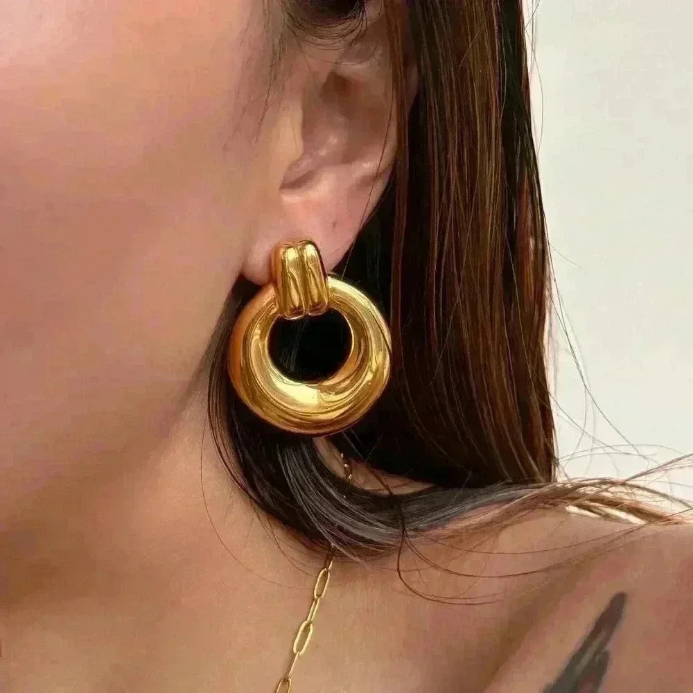 Women's Dainty 18K Gold Plated Stainless Steel Knot Statement Stud Earrings - Picture 3 of 7